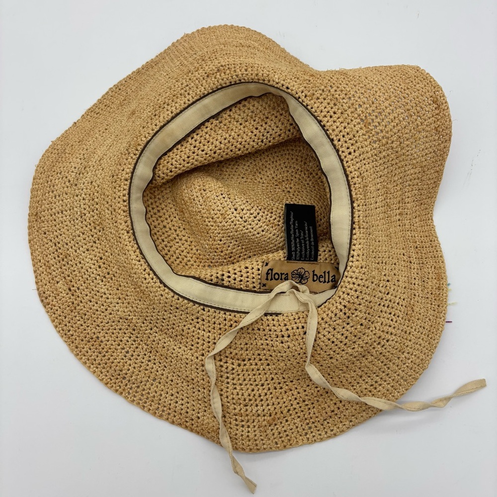 Flora Bella Floppy Raffia Sun Hat with Colorful Woven Band - Picture 5 of 7
